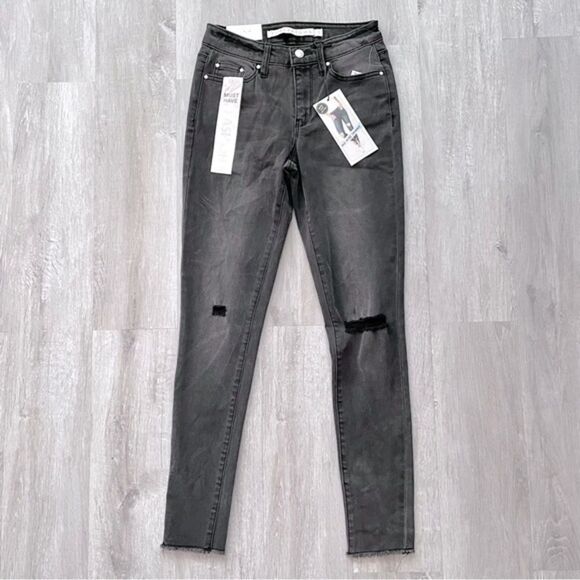 Tinseltown Denim - Black Mid Rise Skinny Jeans 1/25